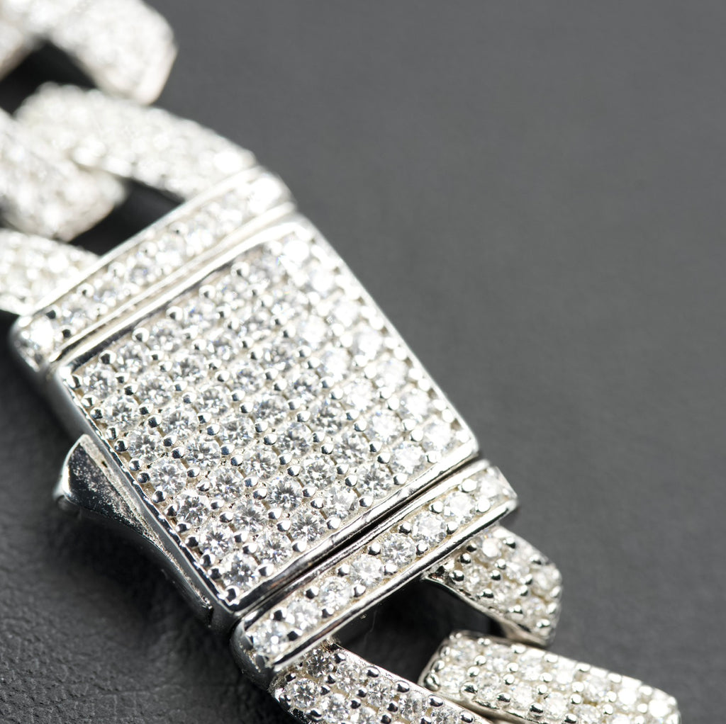 24in 12mm Iced Moissanite Monaco Chain in 925 Sterling Silver 93g (5)