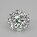 Silver Halo Cluster Cocktail Ring with Moissanite Center