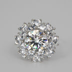 Silver Halo Cluster Cocktail Ring with Moissanite Center
