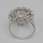 Silver Halo Cluster Cocktail Ring with Moissanite Center (3)