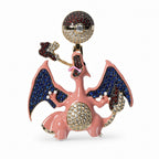 Luxurious 14K Gold Over Silver CZ Charizard Pendant 10.4g