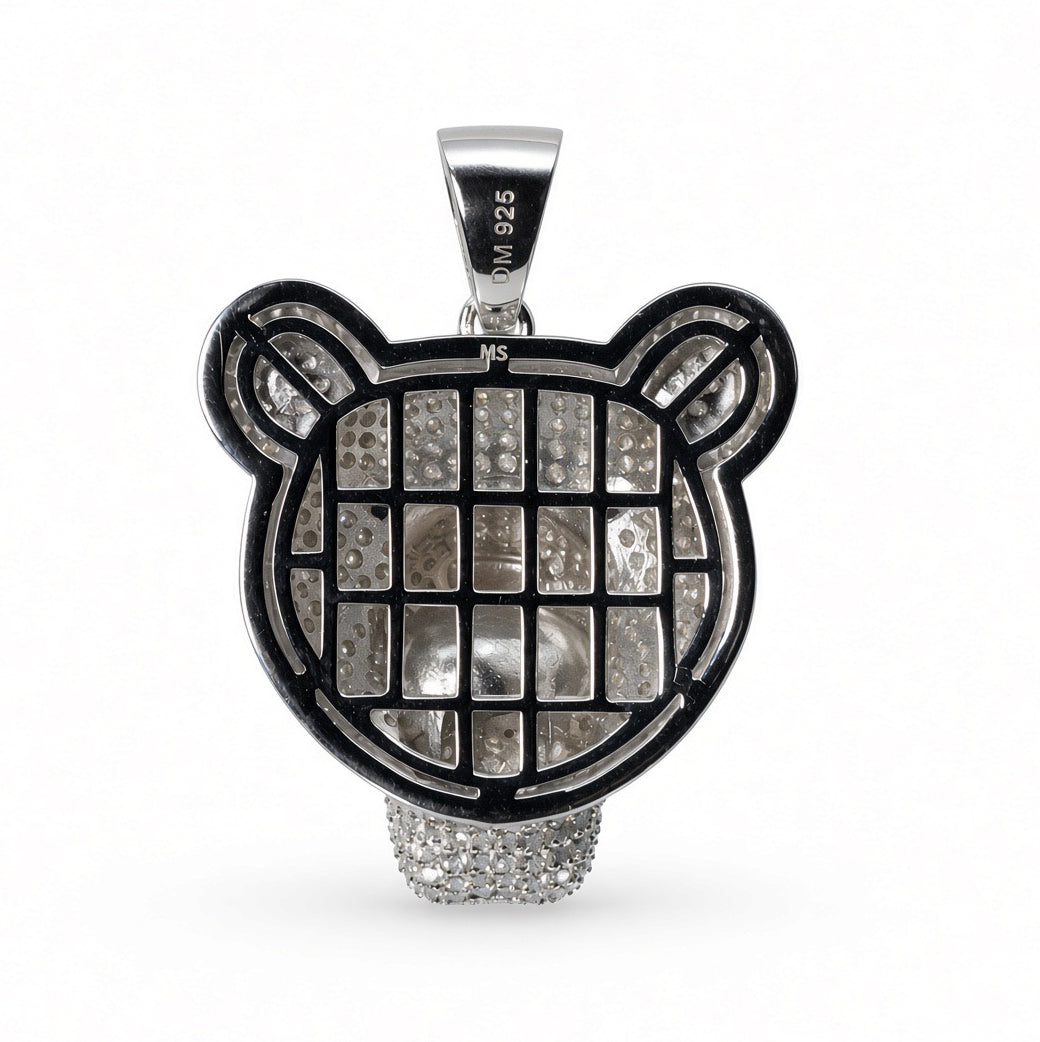 Roaring Bear Head 925 Sterling Silver Pendant with 4ct Moissanite Accents (3)