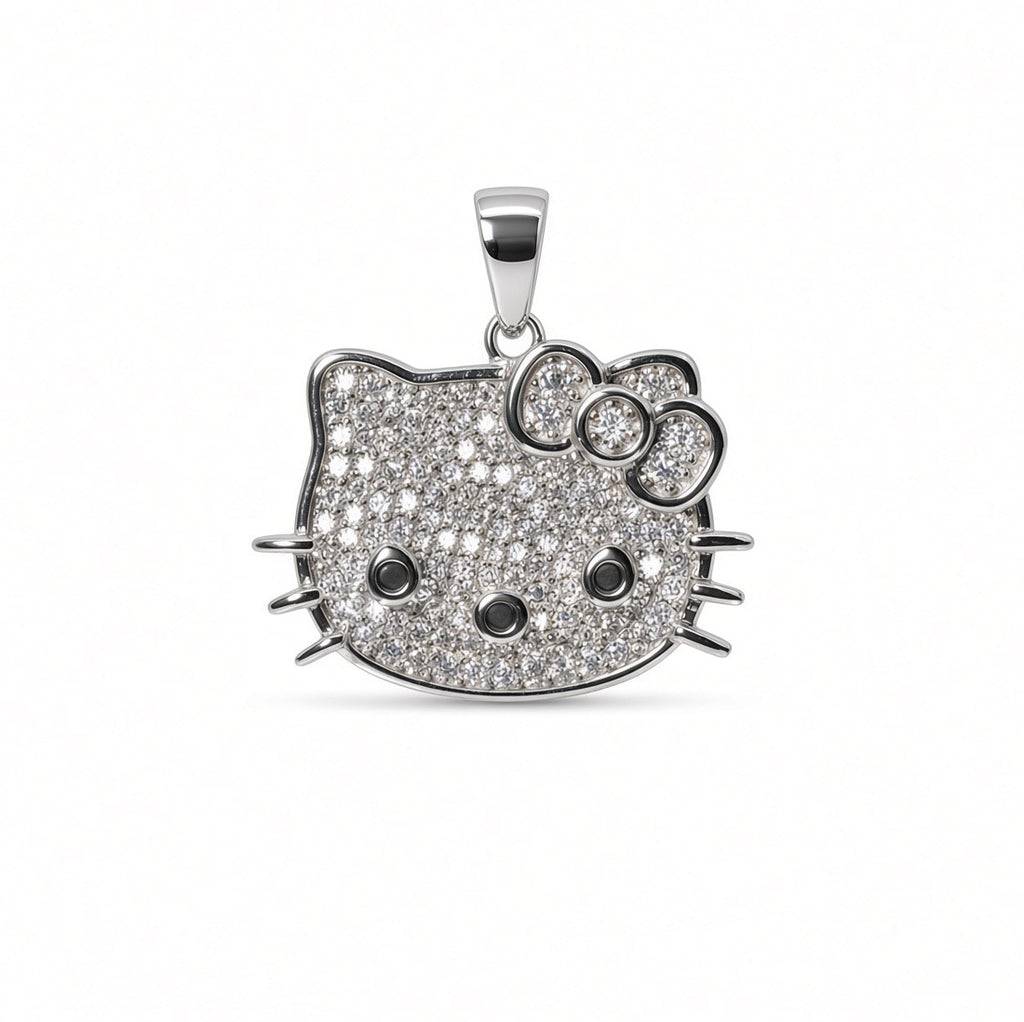 925 Sterling Silver Moissanite Hello Kitty Pendant 0.84ct (2)