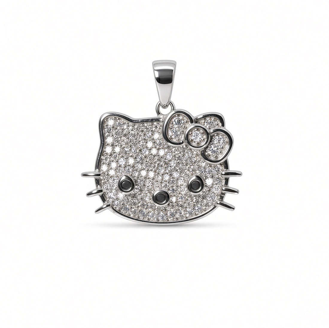 925 Sterling Silver Moissanite Hello Kitty Pendant 0.84ct (2)