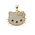 925 Sterling Silver Moissanite Hello Kitty Pendant 0.84ct