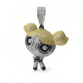 Powerpuff Girls Bubbles CZ 925 Sterling Silver Pendant