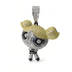 Powerpuff Girls Bubbles CZ 925 Sterling Silver Pendant