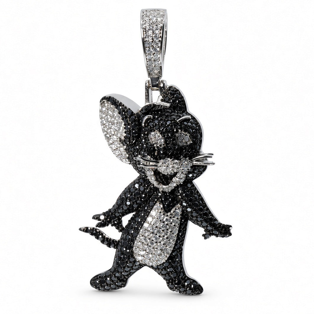 925 Sterling Silver Moissanite Tom and Jerry Pendant 2.77ct