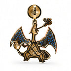 Luxurious 14K Gold Over Silver CZ Charizard Pendant 10.4g (2)