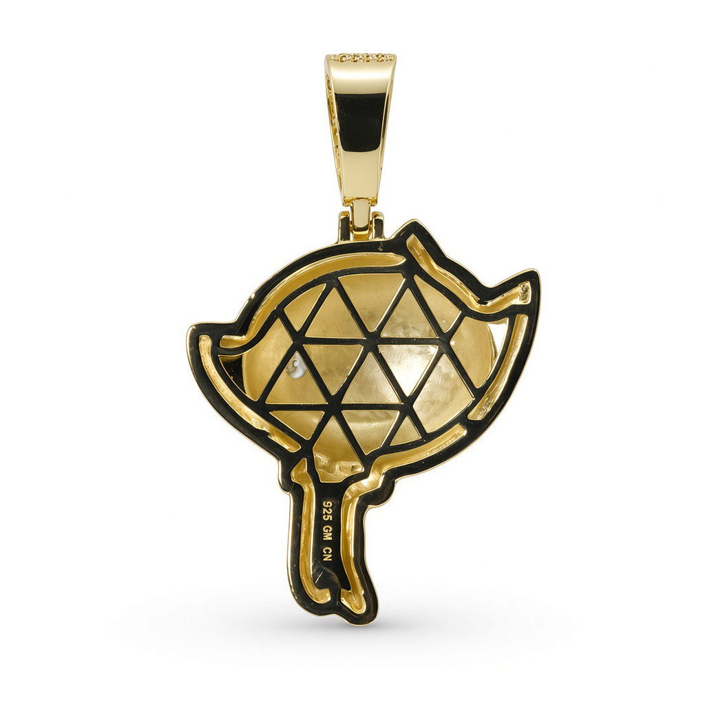 14K Gold Over Silver Powerpuff Girls Buttercup Pendant with Enamel and Cubic Zirconia Eyes (2)