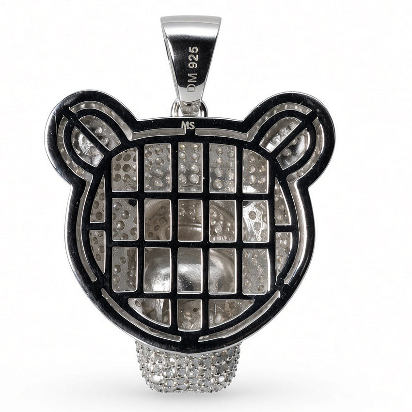 Iced Out Roaring Bear Head 925 Silver Moissanite 8ct Pendant (3)
