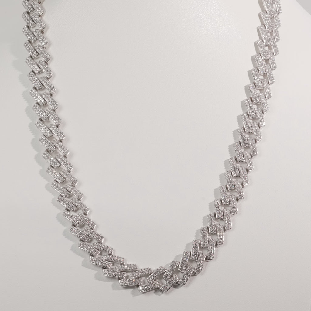 14mm Iced Out 22in 925 Silver Moissanite Monaco Chain 97.89g (8)