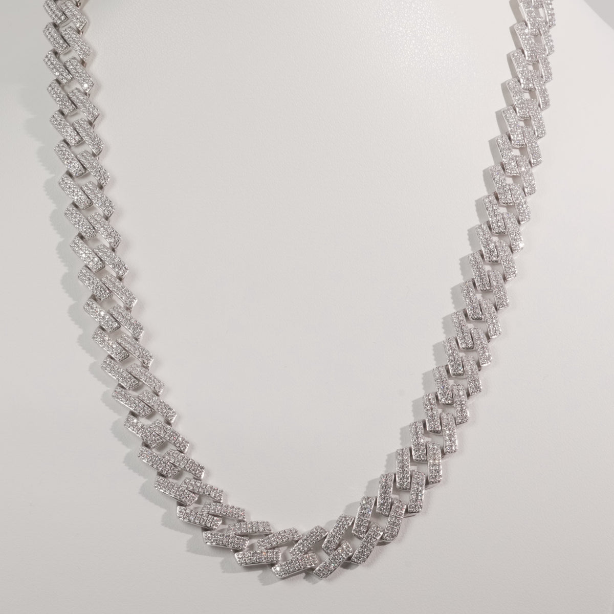 14mm Iced Out 22in 925 Silver Moissanite Monaco Chain 97.89g (8)