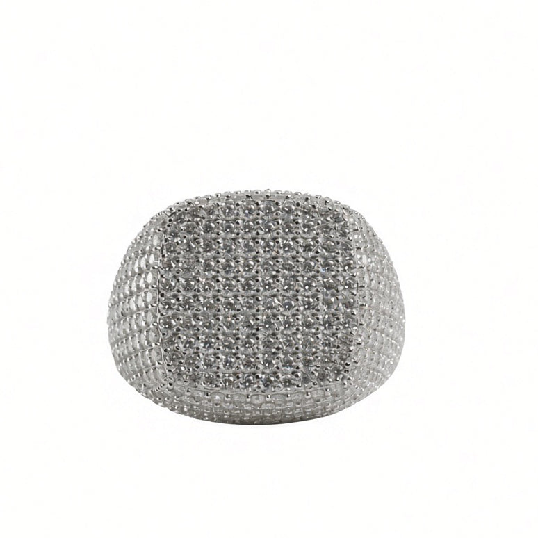 Men’s Silver Pavé Square Cocktail Ring