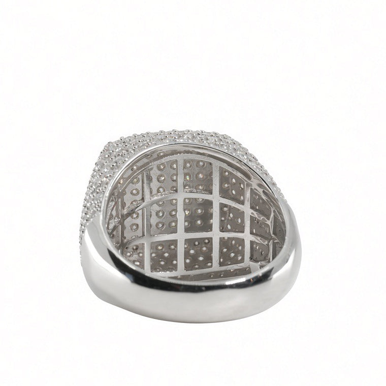 Men’s Silver Pavé Square Cocktail Ring (6)