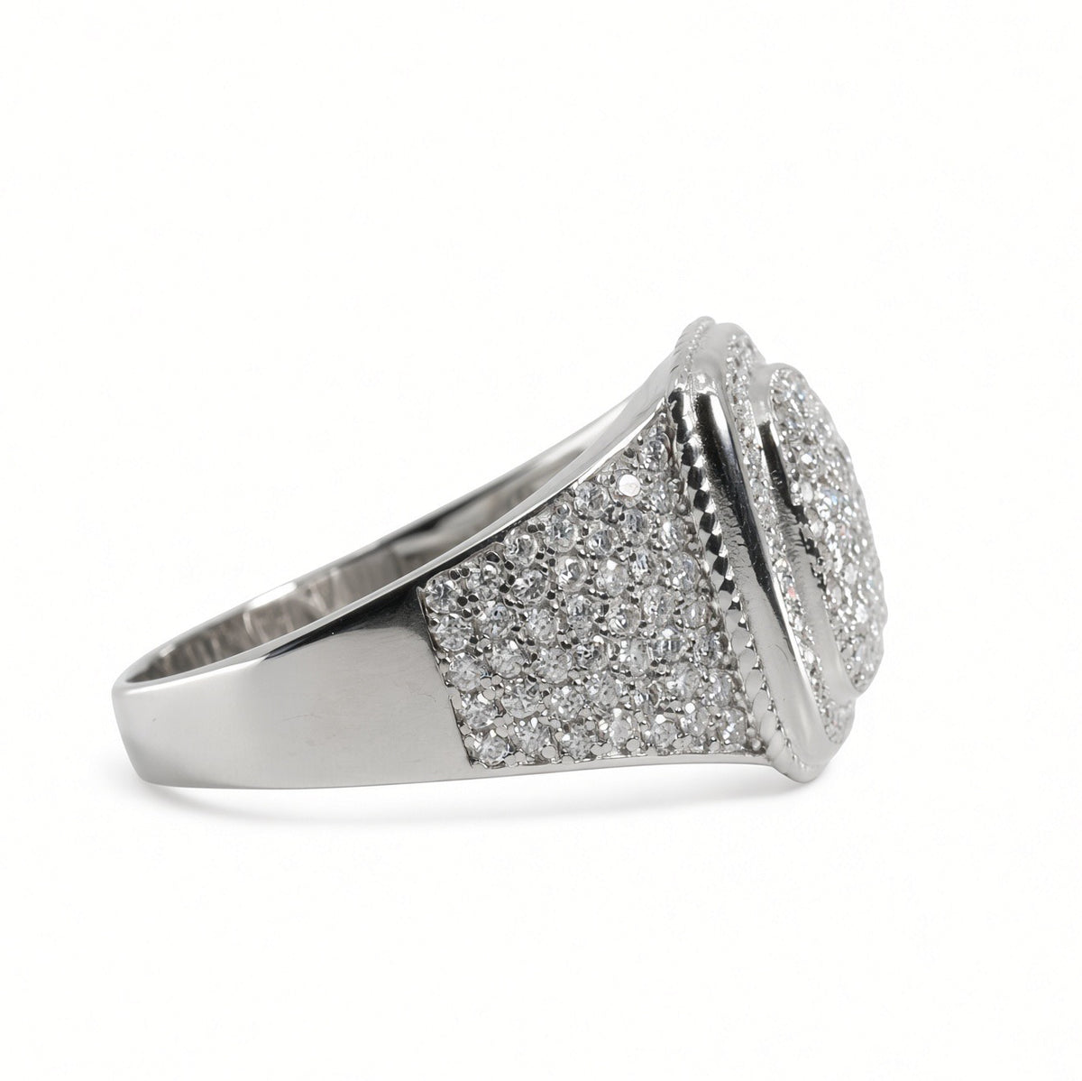 Men's 925 Sterling Silver Cushion Pavé Moissanite Cluster Ring 4.00ct Size 10.5 (2)