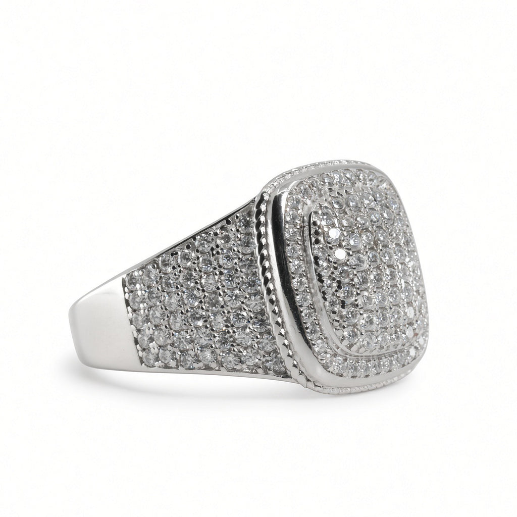 Men's 925 Sterling Silver Cushion Pavé Moissanite Cluster Ring 4.00ct Size 10.5 (3)