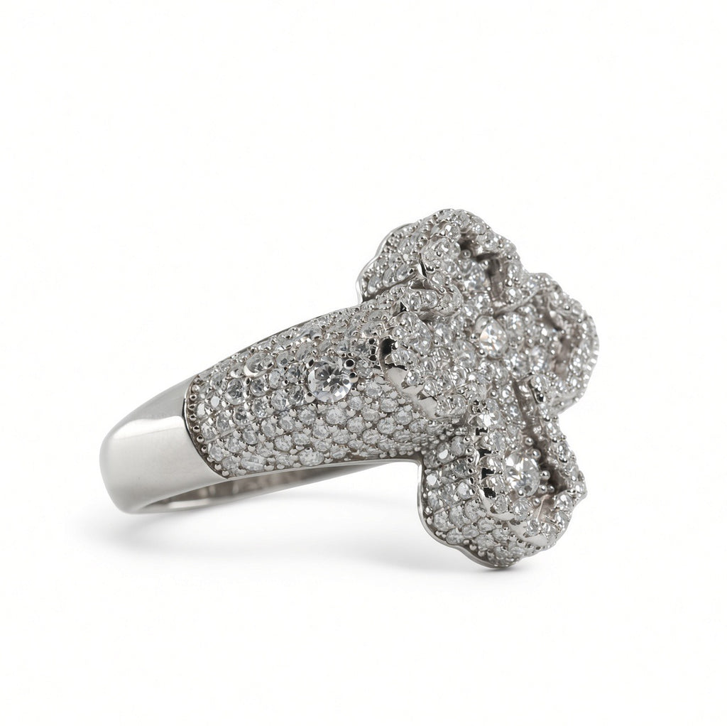 Men's 925 Sterling Silver Pave Moissanite Cross Statement Ring 3.00ct (2)