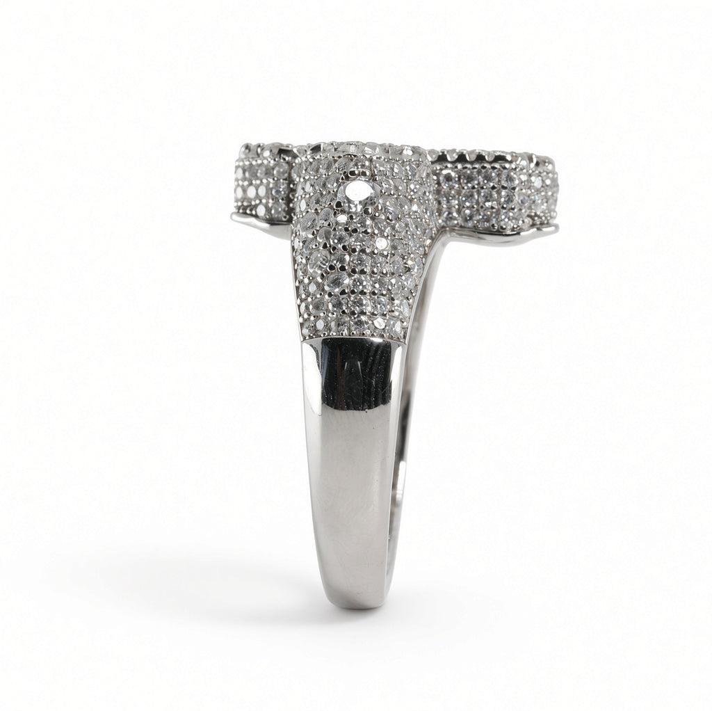 Men's 925 Sterling Silver Pave Moissanite Cross Statement Ring 3.00ct (5)