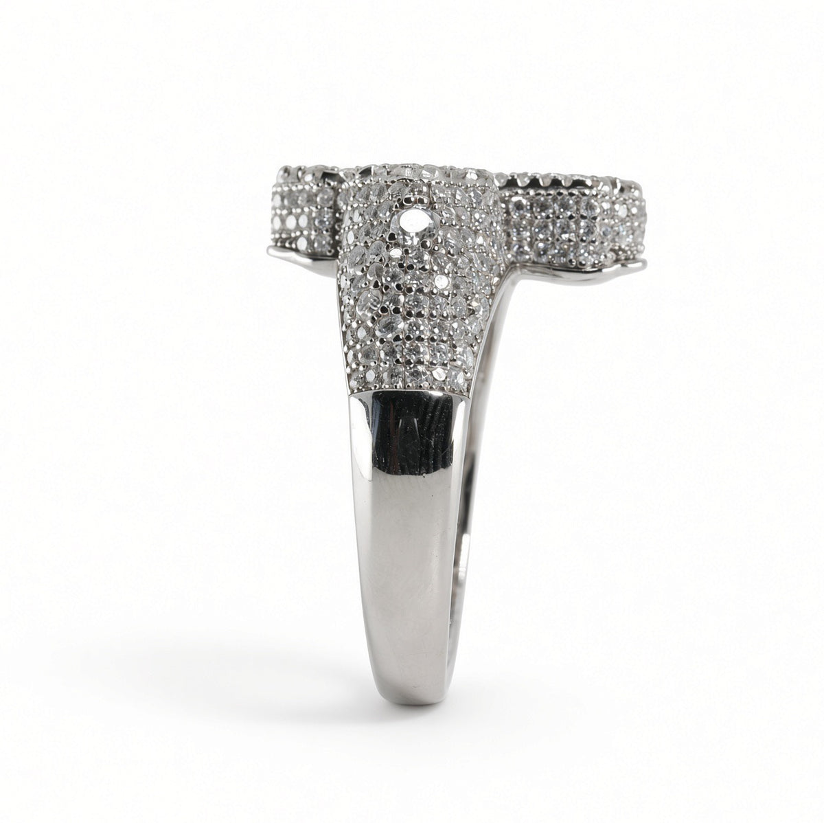 Men's 925 Sterling Silver Pave Moissanite Cross Statement Ring 3.00ct (5)