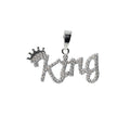 Silver 'King' Crown Word Pendant with Moissanite