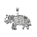 Textured Elephant Outline Pendant in 925 Sterling Silver with Engraved Details