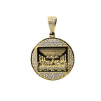 Last Supper Round Medallion Pendant in Yellow Gold with Moissanite