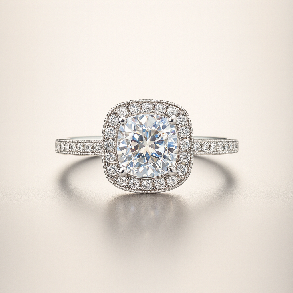 Elegant 925 Sterling Silver 1.25ct Moissanite Halo Ring Size 7