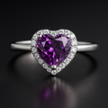 925 Sterling Silver Heart Moissanite Halo Ring 1ct Size 6