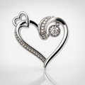925 Sterling Silver Heart Pendant with 0.1ct Natural Diamond, 2.24g