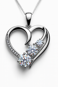 925 Sterling Silver Heart Princess Necklace with 2ct Moissanite