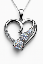 925 Sterling Silver Heart Princess Necklace with 2ct Moissanite