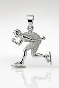 925 Sterling Silver Ice Skater Moissanite Pendant Charm 1ct