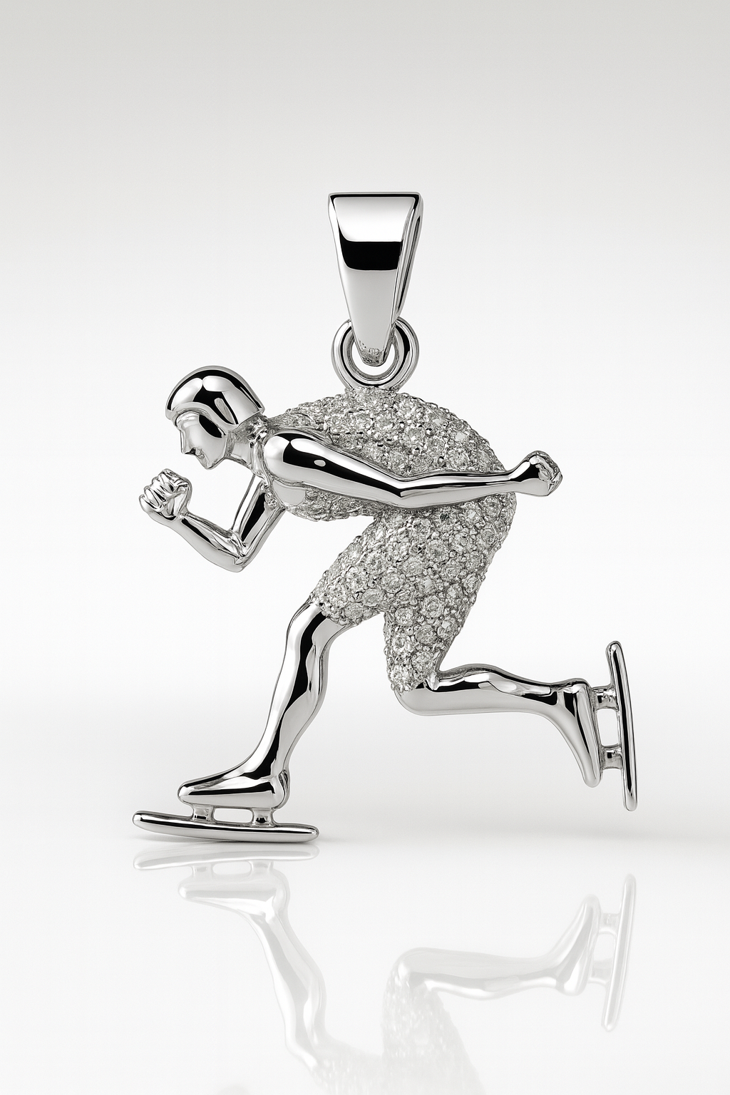 925 Sterling Silver Ice Skater Moissanite Pendant Charm 1ct