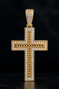 18K Gold Vermeil Silver Cross Pendant with 1.5ct Moissanite