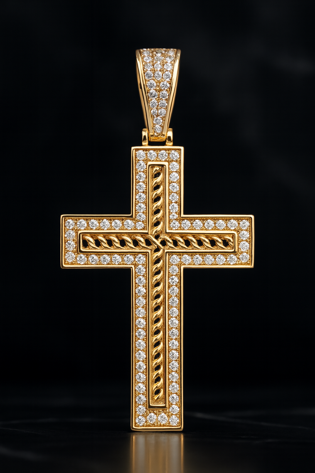 18K Gold Vermeil Silver Cross Pendant with 1.5ct Moissanite