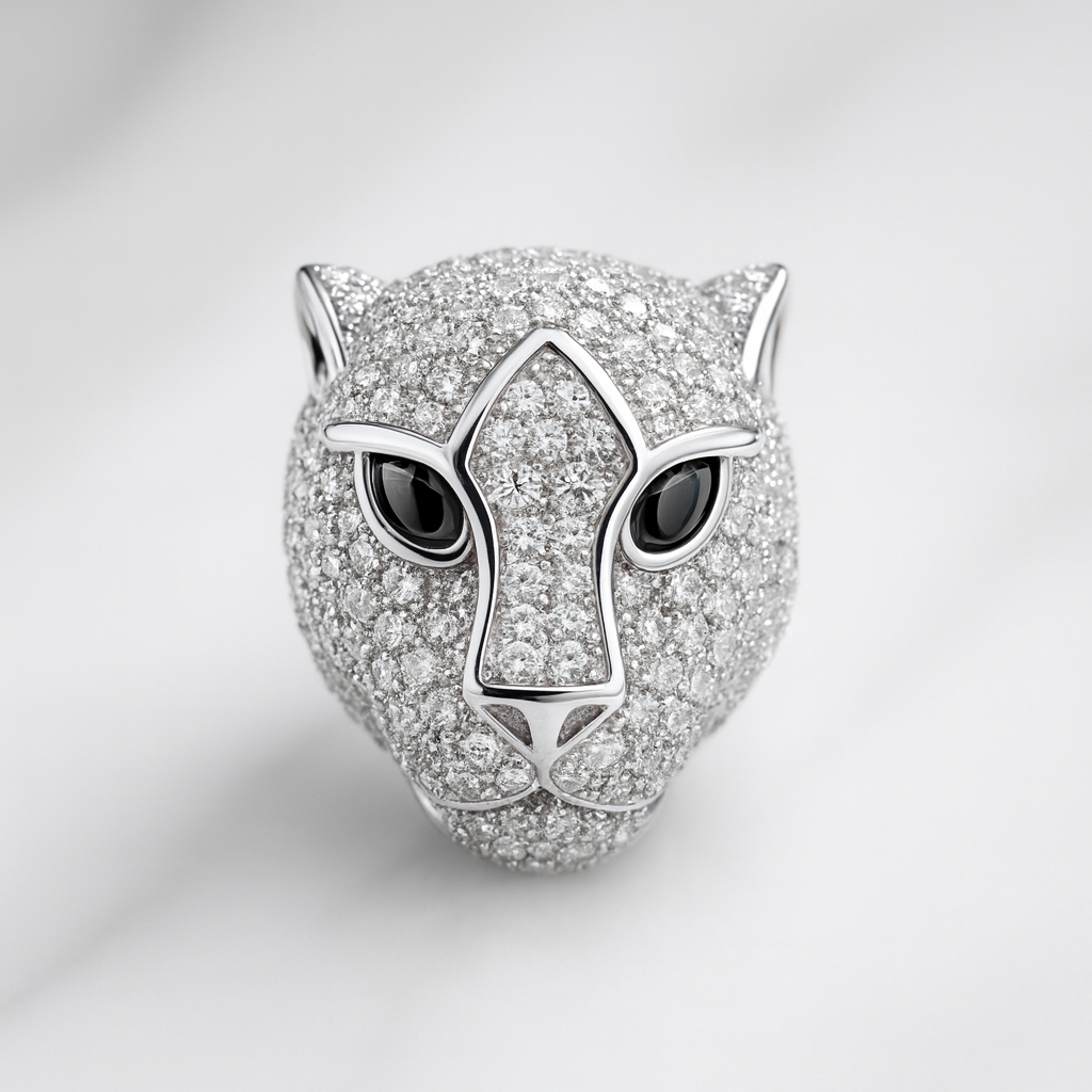 Luxury 925 Sterling Silver Panther Moissanite Pendant 1.5ct