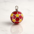 925 Sterling Silver Red & Yellow Soccer Ball Charm Pendant
