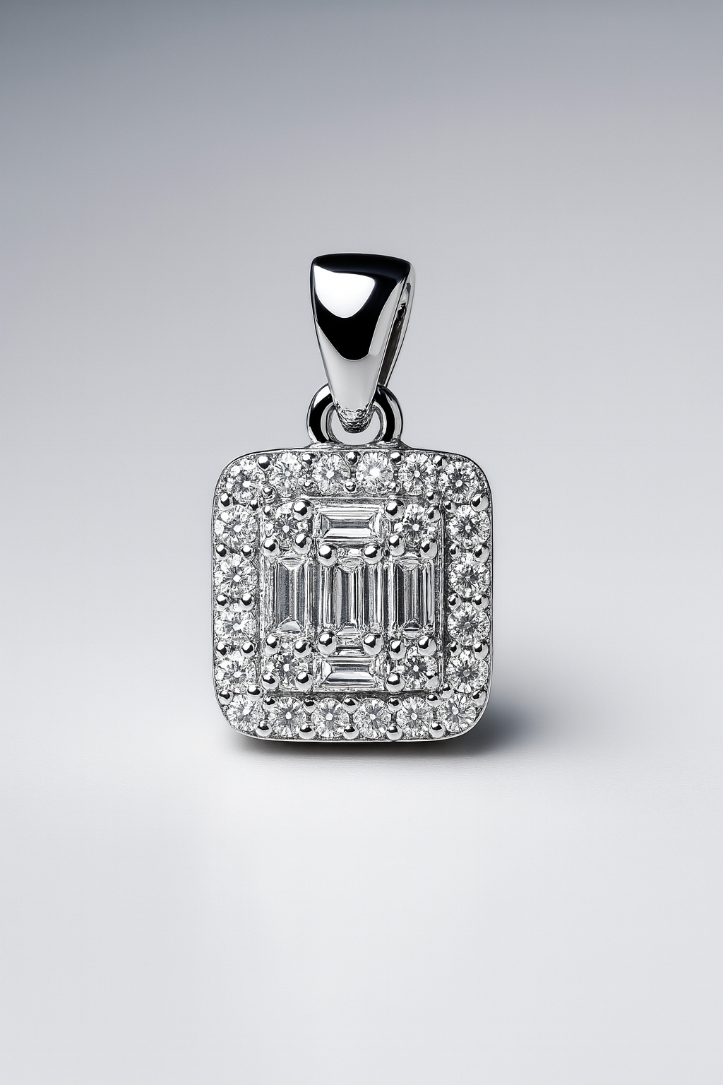 Luxury 925 Sterling Silver Square Moissanite 1ct Pendant Charm