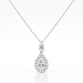 925 Sterling Silver Pear Halo Moissanite Necklace 1.2ct Princess