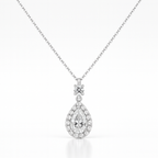 925 Sterling Silver Pear Halo Moissanite Necklace 1.2ct Princess