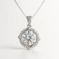 Elegant 2ct Moissanite Halo 925 Sterling Silver Princess Necklace