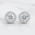 925 Sterling Silver Moissanite 2.25ct Halo Stud Earrings