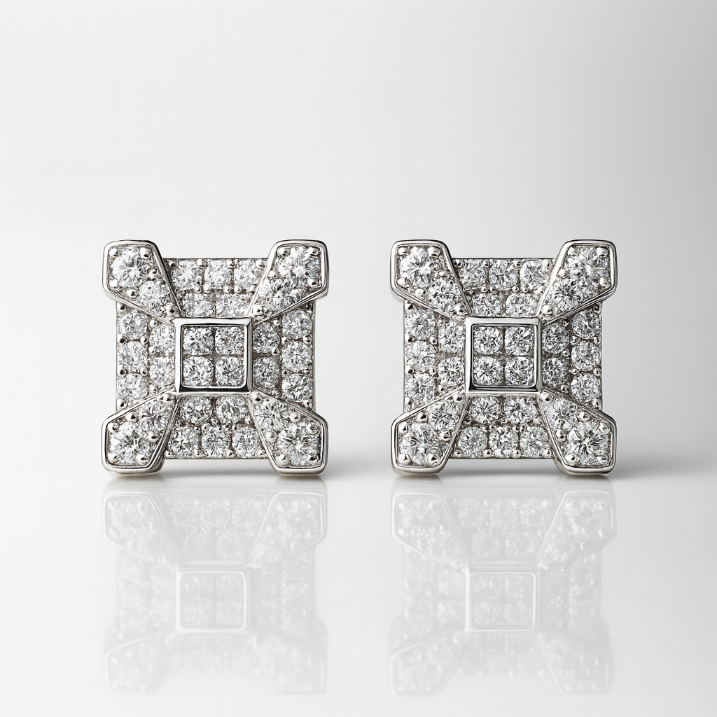 925 Sterling Silver Moissanite 2ct Square Stud Earrings