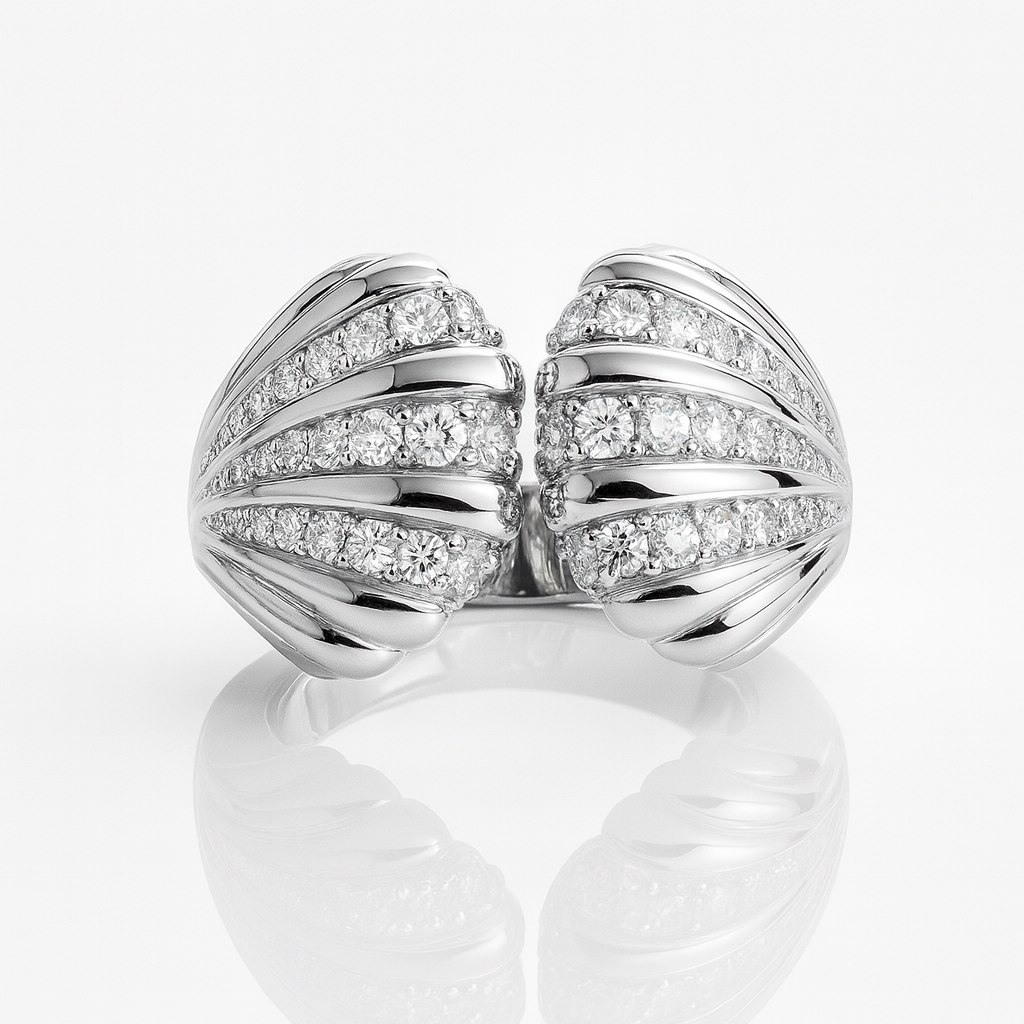 Mexican 925 Sterling Silver Moissanite 2ct Shell Cocktail Ring Size 8