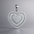 Elegant 925 Sterling Silver Heart Pendant with 2ct Moissanite