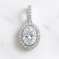 Elegant 2ct Moissanite Oval Halo Pendant in 925 Sterling Silver
