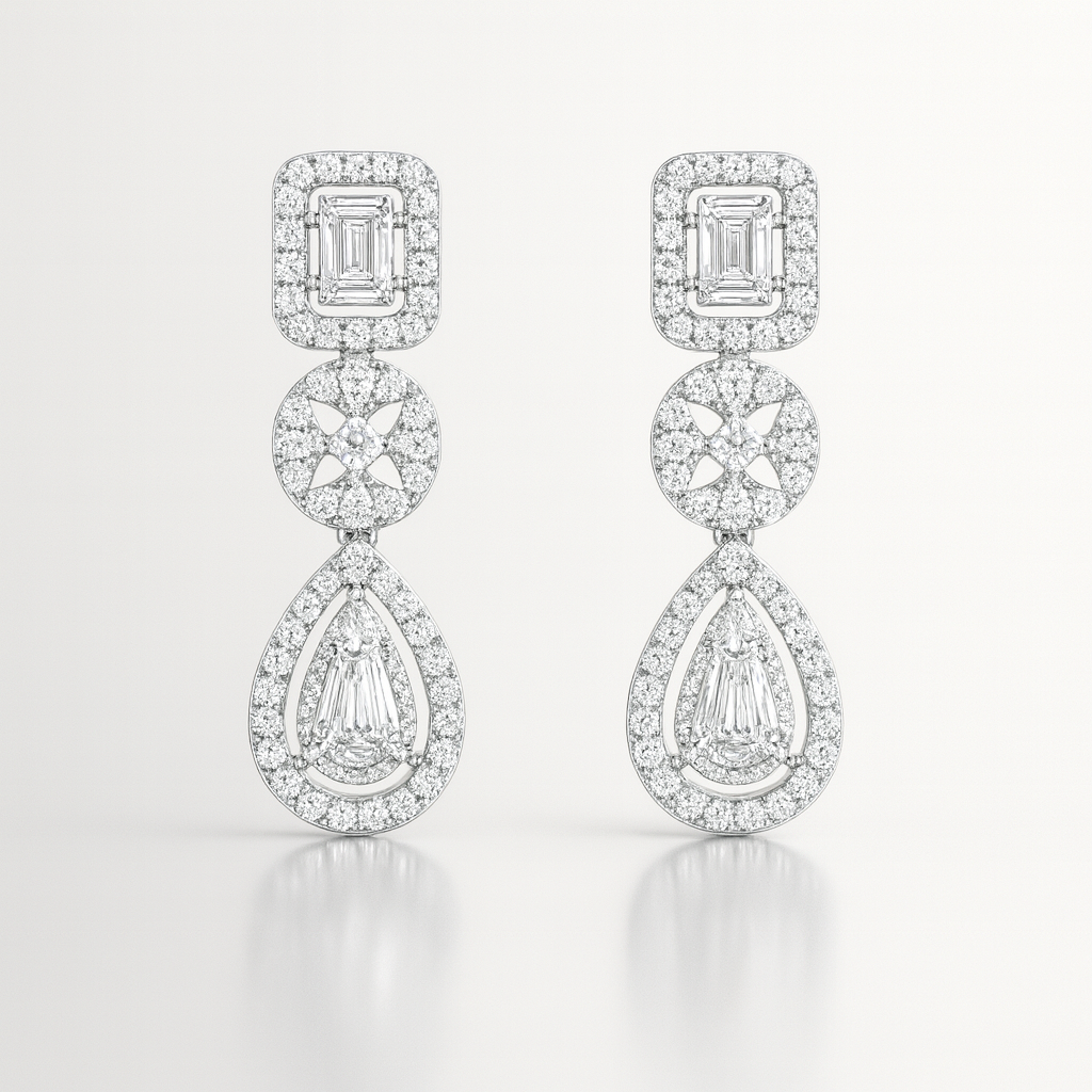 925 Sterling Silver Moissanite 2ct Drop Earrings
