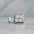 Sterling Silver 2ct Moissanite Pave Cushion Statement Ring