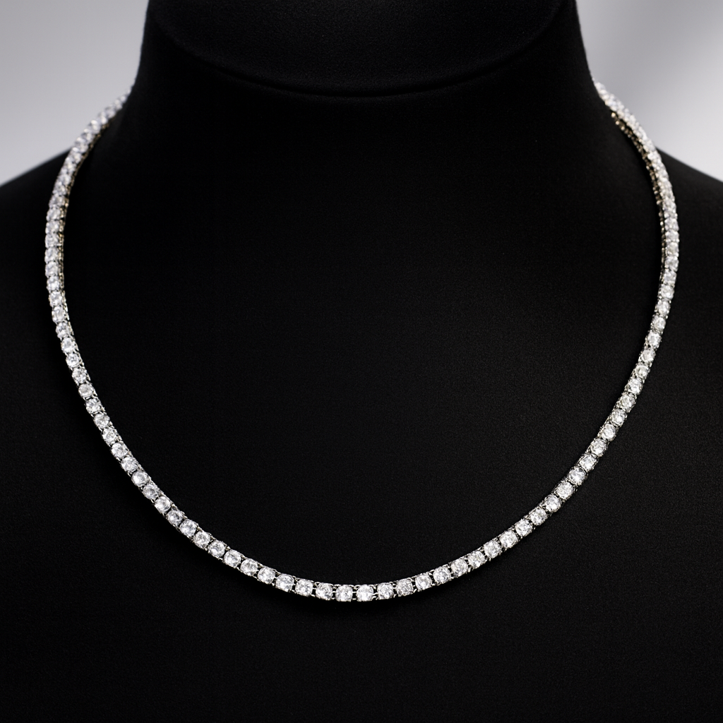 Luxury 925 Sterling Silver 11ct Moissanite Tennis Necklace 18in